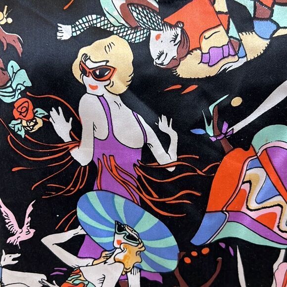 Edgemont 100% Silk Retro Themed Printed Tank Blouse - Size Medium - Picture 1 of 13